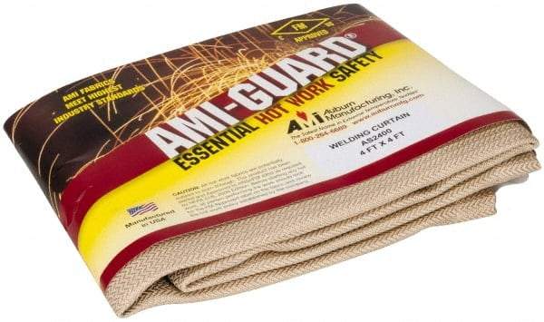 Auburn Mfr - 4' High x 4' Wide x 0.04" Thick Silica Welding Curtain - Tan, Grommet - Eagle Tool & Supply