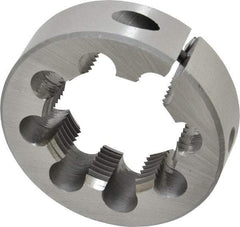 Interstate - 1-1/2 - 12 UNF Thread, 2-1/2" Outside Diam High Speed Steel Round Die - Right Hand Thread, Adjustable - Exact Industrial Supply