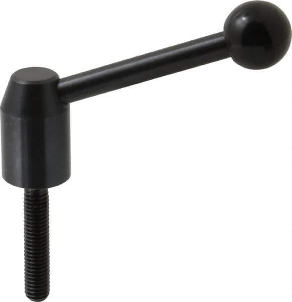 J.W. Winco - M8 x 1.25, 13.5mm Hub Diam, Steel Threaded Stud Adjustable Clamping Handle - 70mm OAL, 33.5mm High - Eagle Tool & Supply