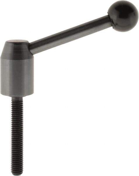 J.W. Winco - M8 x 1.25, 13.5mm Hub Diam, Steel Threaded Stud Adjustable Clamping Handle - 70mm OAL, 33.5mm High - Eagle Tool & Supply