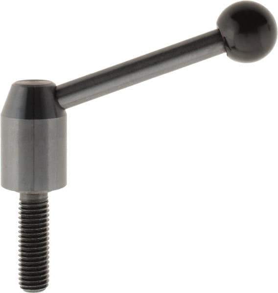 J.W. Winco - M10 x 1.5, 13.5mm Hub Diam, Steel Threaded Stud Adjustable Clamping Handle - 70mm OAL, 33.5mm High - Eagle Tool & Supply