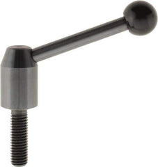 J.W. Winco - M10 x 1.5, 13.5mm Hub Diam, Steel Threaded Stud Adjustable Clamping Handle - 70mm OAL, 33.5mm High - Eagle Tool & Supply