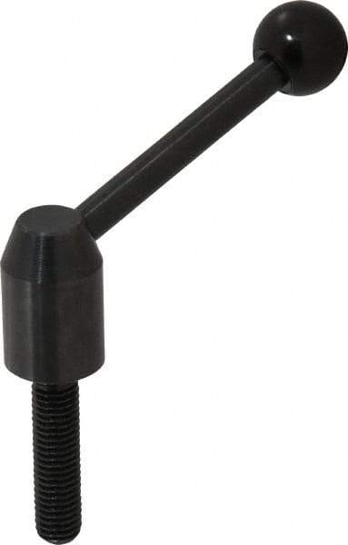 J.W. Winco - M10 x 1.5, 13.5mm Hub Diam, Steel Threaded Stud Adjustable Clamping Handle - 70mm OAL, 33.5mm High - Eagle Tool & Supply