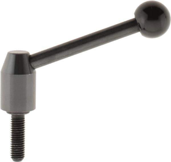 J.W. Winco - M10 x 1.5, 16mm Hub Diam, Steel Threaded Stud Adjustable Clamping Handle - 96mm OAL, 40mm High - Eagle Tool & Supply