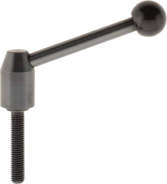 J.W. Winco - M10 x 1.5, 16mm Hub Diam, Steel Threaded Stud Adjustable Clamping Handle - 96mm OAL, 40mm High - Eagle Tool & Supply