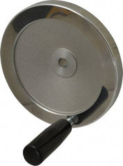 Value Collection - 6.3" Diam, Aluminum Handwheel with Handle - 1.42" Hub Diam - Eagle Tool & Supply