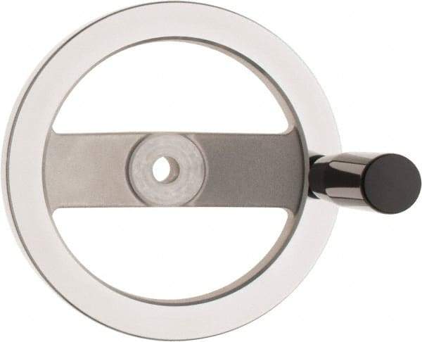Value Collection - 6.3", 2 Spoke Handwheel with Revolving Handle - 1.42" Hub, Aluminum, Polished Finish - Eagle Tool & Supply