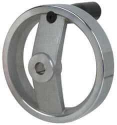 Value Collection - 4.92", 2 Spoke Handwheel with Rectractable Handle - 1.22" Hub, Aluminum, Polished Finish - Eagle Tool & Supply