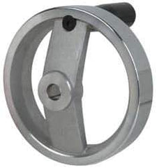 Value Collection - 4.92", 2 Spoke Handwheel with Rectractable Handle - 1.22" Hub, Aluminum, Polished Finish - Eagle Tool & Supply