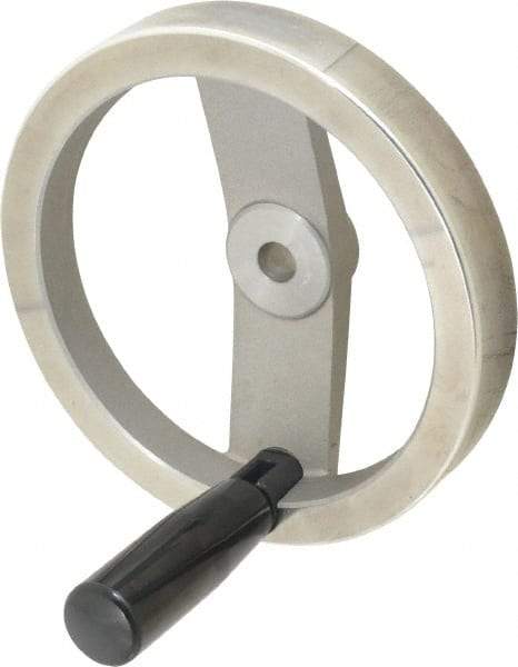 Value Collection - 6.3", 2 Spoke Handwheel with Rectractable Handle - 1.42" Hub, Aluminum, Polished Finish - Eagle Tool & Supply
