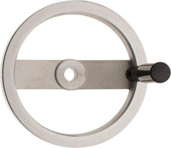 Value Collection - 7.87", 2 Spoke Handwheel with Rectractable Handle - 1.65" Hub, Aluminum, Polished Finish - Eagle Tool & Supply