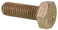 Value Collection - 1/4-28 UNF, 3/4" Length Under Head Hex Head Cap Screw - Fully Threaded, Grade L9 Alloy Steel, Zinc Yellow Dichromate Finish, 7/16" Hex - Eagle Tool & Supply