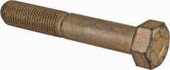 Made in USA - 3/8-24 UNF, 2-1/4" Length Under Head Hex Head Cap Screw - Partially Threaded, Grade L9 Alloy Steel, Zinc Yellow Dichromate Finish, 9/16" Hex - Eagle Tool & Supply
