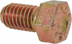 Made in USA - 7/16-14 UNC, 3/4" Length Under Head Hex Head Cap Screw - Fully Threaded, Grade L9 Alloy Steel, Zinc Yellow Dichromate Finish, 5/8" Hex - Eagle Tool & Supply