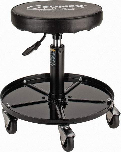 Sunex Tools - 15-1/2 to 20-1/2" High, Adjustable Height Stool - Vinyl Seat, Black - Eagle Tool & Supply