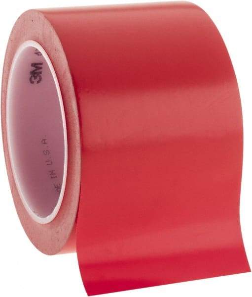 3M - 3" Wide x 5.2 mil Thick Vinyl Floor & Egress Marking Tape - General Traffic, Red, Solid Color - Eagle Tool & Supply