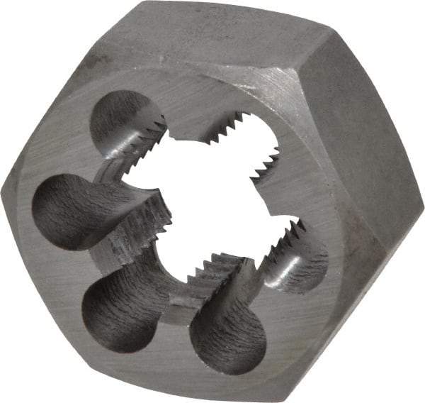 Interstate - M22x2.50 Metric Coarse Thread, 1-5/8" Hex, Right Hand Thread, Hex Rethreading Die - Carbon Steel, 7/8" Thick - Exact Industrial Supply