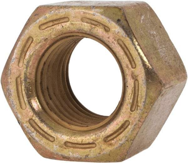 Made in USA - 7/16-20 UNF Steel Right Hand Hex Nut - 11/16" Across Flats, 0.445" High, Zinc Yellow Dichromate Cad & Waxed Finish - Eagle Tool & Supply