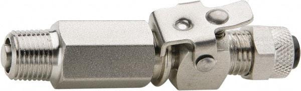 Parker - 1/4" OD, Grade 316Stainless Steel Single End Shutoff Pipe Coupler - 150 Max Working psi, 1/2" Hex, Comp x MNPT Ends - Eagle Tool & Supply