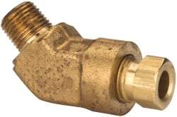 Parker - 1/4" OD, Brass Male 45° Elbow - 2,100 Max Working psi, 9/16" Hex, Comp x MNPT Ends - Eagle Tool & Supply