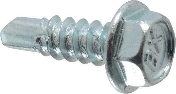 Buildex - #8, Hex Washer Head, Hex Drive, 1/2" Length Under Head, #2 Point, Self Drilling Screw - Steel, Zinc-Plated Finish - Eagle Tool & Supply