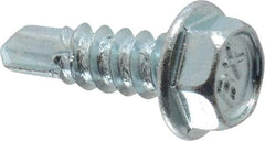 Buildex - #8, Hex Washer Head, Hex Drive, 1/2" Length Under Head, #2 Point, Self Drilling Screw - Steel, Zinc-Plated Finish - Eagle Tool & Supply