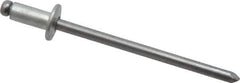 Marson - Size 44 Button Head Steel Open End Blind Rivet - Steel Mandrel, 0.032" to 1/8" Grip, 1/4" Head Diam, 0.129" to 0.133" Hole Diam, 0.275" Length Under Head, 1/8" Body Diam - Eagle Tool & Supply