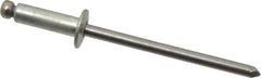 Marson - Button Head Steel Open End Blind Rivet - Steel Mandrel, 0.188" to 1/4" Grip, 1/4" Head Diam, 0.129" to 0.133" Hole Diam, 0.4" Length Under Head, 1/8" Body Diam - Eagle Tool & Supply