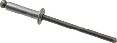 Marson - Button Head Steel Open End Blind Rivet - Steel Mandrel, 0.313" to 3/8" Grip, 1/4" Head Diam, 0.129" to 0.133" Hole Diam, 0.525" Length Under Head, 1/8" Body Diam - Eagle Tool & Supply