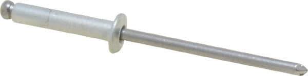 Marson - Button Head Steel Open End Blind Rivet - Steel Mandrel, 0.376" to 1/2" Grip, 1/4" Head Diam, 0.129" to 0.133" Hole Diam, 0.65" Length Under Head, 1/8" Body Diam - Eagle Tool & Supply