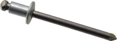 Marson - Button Head Steel Open End Blind Rivet - Steel Mandrel, 0.032" to 1/8" Grip, 3/8" Head Diam, 0.192" to 0.196" Hole Diam, 0.187" Length Under Head, 3/16" Body Diam - Eagle Tool & Supply