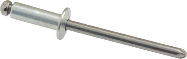 Marson - Button Head Steel Open End Blind Rivet - Steel Mandrel, 0.313" to 3/8" Grip, 3/8" Head Diam, 0.192" to 0.196" Hole Diam, 0.575" Length Under Head, 3/16" Body Diam - Eagle Tool & Supply