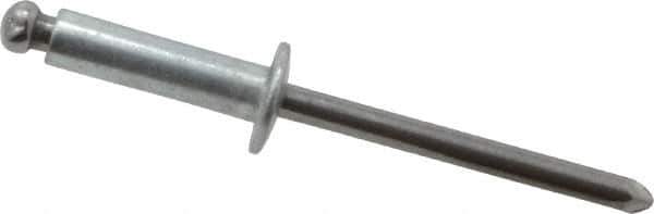 Marson - Button Head Steel Open End Blind Rivet - Steel Mandrel, 0.376" to 1/2" Grip, 3/8" Head Diam, 0.192" to 0.196" Hole Diam, 0.7" Length Under Head, 3/16" Body Diam - Eagle Tool & Supply