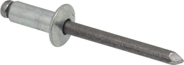 Marson - Button Head Steel Open End Blind Rivet - Steel Mandrel, 0.251" to 3/8" Grip, 1/2" Head Diam, 0.257" to 0.261" Hole Diam, 5/8" Length Under Head, 1/4" Body Diam - Eagle Tool & Supply