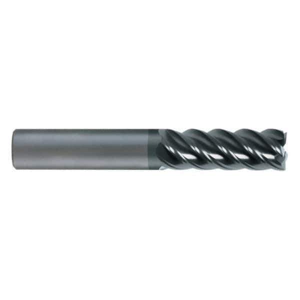 SGS - 20mm, 75mm LOC, 20mm Shank Diam, 150mm OAL, 5 Flute, Solid Carbide Square End Mill - Single End, AlTiN Finish, Spiral Flute, 45° Helix, Centercutting, Right Hand Cut, Right Hand Flute, Series 55ML - Eagle Tool & Supply
