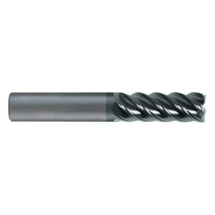 SGS - 10mm, 22mm LOC, 10mm Shank Diam, 75mm OAL, 5 Flute, Solid Carbide Square End Mill - Single End, AlTiN Finish, Spiral Flute, 45° Helix, Centercutting, Right Hand Cut, Right Hand Flute, Series 55M - Eagle Tool & Supply