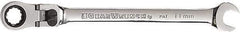 GearWrench - 11mm 12 Point Flexhead Combination Wrench - 7-1/4" OAL, Steel, Full Polish Finish - Eagle Tool & Supply