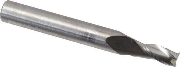 RobbJack - 3/16", 3/8" LOC, 1/4" Shank Diam, 2" OAL, 3 Flute, Solid Carbide Square End Mill - Single End, Uncoated, Spiral Flute, 30° Helix, Centercutting, Right Hand Cut, Right Hand Flute, Series C8-301 - Eagle Tool & Supply
