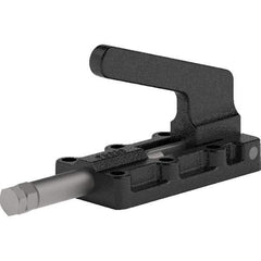 De-Sta-Co - 550 Lb Load Capacity, Flanged Base, Carbon Steel, Standard Straight Line Action Clamp - 6 Mounting Holes, 0.22" Mounting Hole Diam, 0.39" Plunger Diam, Straight Handle - Eagle Tool & Supply