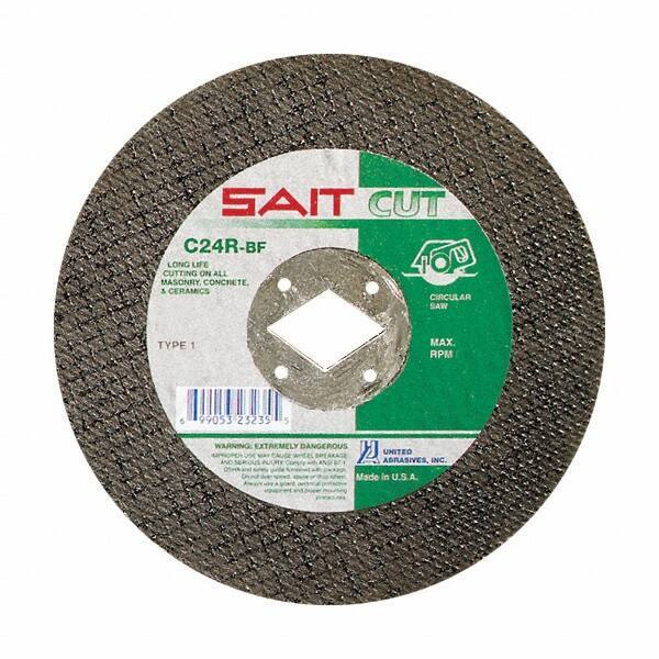 Sait - 6-1/2" 24 Grit Silicon Carbide Cutoff Wheel - 3/32" Thick, 5/8" Arbor, 8,500 Max RPM, Use with Circular Saws - Eagle Tool & Supply