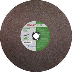 Sait - 12" 24 Grit Silicon Carbide Cutoff Wheel - 1/8" Thick, 1" Arbor, 6,300 Max RPM, Use with Portable Tools - Eagle Tool & Supply