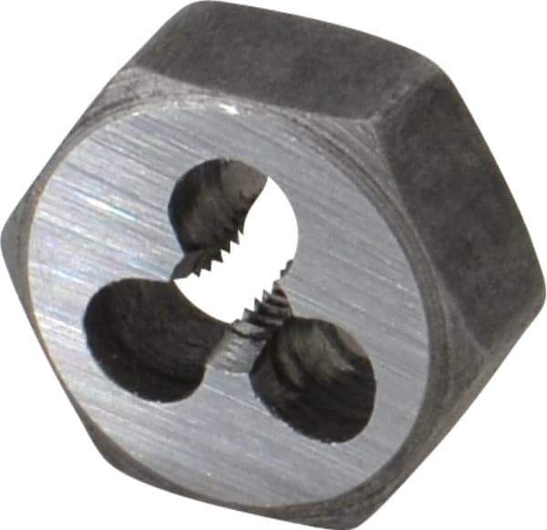 Interstate - M4x0.70 Metric Coarse Thread, 19/32" Hex, Right Hand Thread, Hex Rethreading Die - Carbon Steel, 1/4" Thick - Exact Industrial Supply