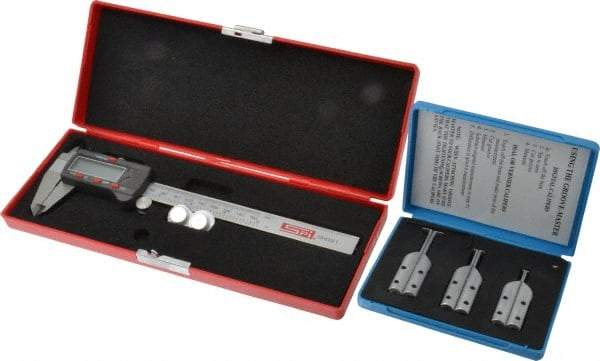 SPI - 6" OAL, Accurate up to 0.001", Caliper O-Ring Groove Gage - 3 Pieces - Eagle Tool & Supply