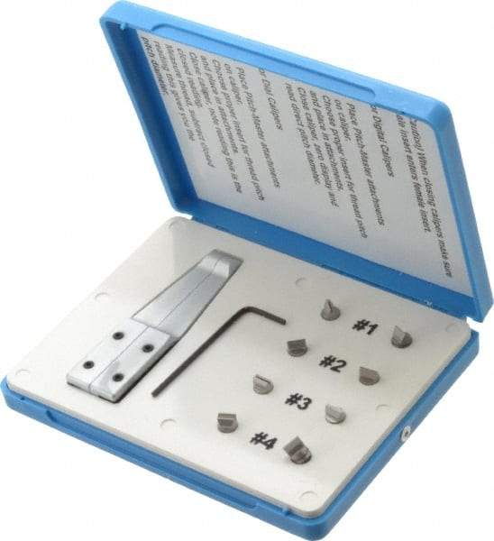 SPI - Chrome Caliper Outside Diameter Attachment - 8 Pieces, 0.6, 1, 1.5 & 2.5 to 1, 1.5, 2.5 & 4mm Pitch, For Use with 6" Dial or Electronic Calipers - Eagle Tool & Supply