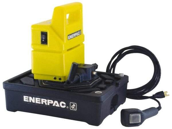 Enerpac - 10,000 psi Electric Hydraulic Pump & Jack - 1 Gal Oil Capacity, 3-Way, 2 Position Valve, Use with Single Acting Cylinders, Advance, Hold & Retract - Eagle Tool & Supply