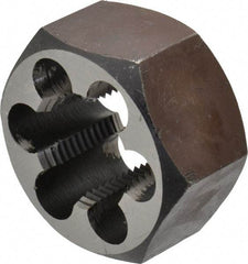 Interstate - 1-14 UNS Thread, 1-13/16" Hex, Right Hand Thread, Hex Rethreading Die - Carbon Steel, 1" Thick - Exact Industrial Supply