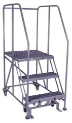 PW Platforms - 3 Step, 60 Inch Overall Height, Grip Strut Tread, Rolling Safety Ladder - 600 Lb. Load Capacity, 30 Inch Platform Height, 26 Inch Base Width x 44 Inch Base Depth - Eagle Tool & Supply