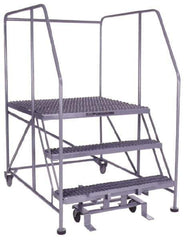 PW Platforms - 3 Step, 60 Inch Overall Height, Grip Strut Tread, Rolling Safety Ladder - 600 Lb. Load Capacity, 30 Inch Platform Height, 40 Inch Base Width x 51 Inch Base Depth - Eagle Tool & Supply