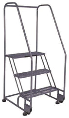 PW Platforms - 2 Step, 50 Inch Overall Height, Grip Strut Tread, Tilt and Roll Safety Ladder - 350 Lb. Load Capacity, 20 Inch Platform Height, 28 Inch Base Width x 24 Inch Base Depth - Eagle Tool & Supply