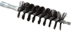 Schaefer Brush - 4-1/2" Brush Length, 1-3/4" Diam, Double Stem, Single Spiral Flue Brush - 7-1/2" Long, Tempered Steel Wire, 1/4" NPSM Male Connection - Eagle Tool & Supply